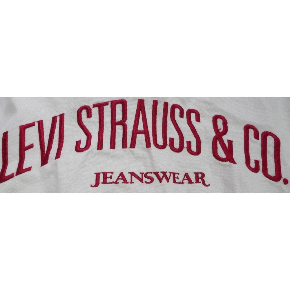 VTG Levis Authentic Workwear‎ Twill Shirt Men XL Khaki Button Up 90s Embroidered